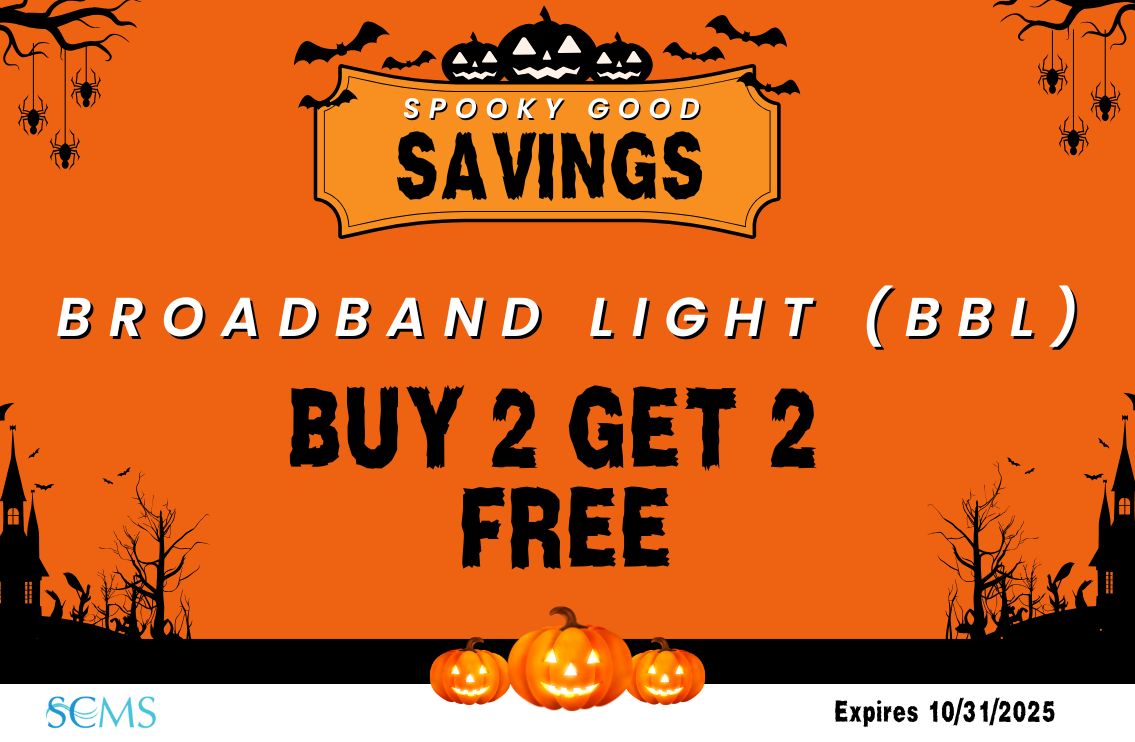 Spooky Good Savings Event - Buy 2 Broadband Light (BBL) treatments, get 2 FREE. Expires 10/31/25
