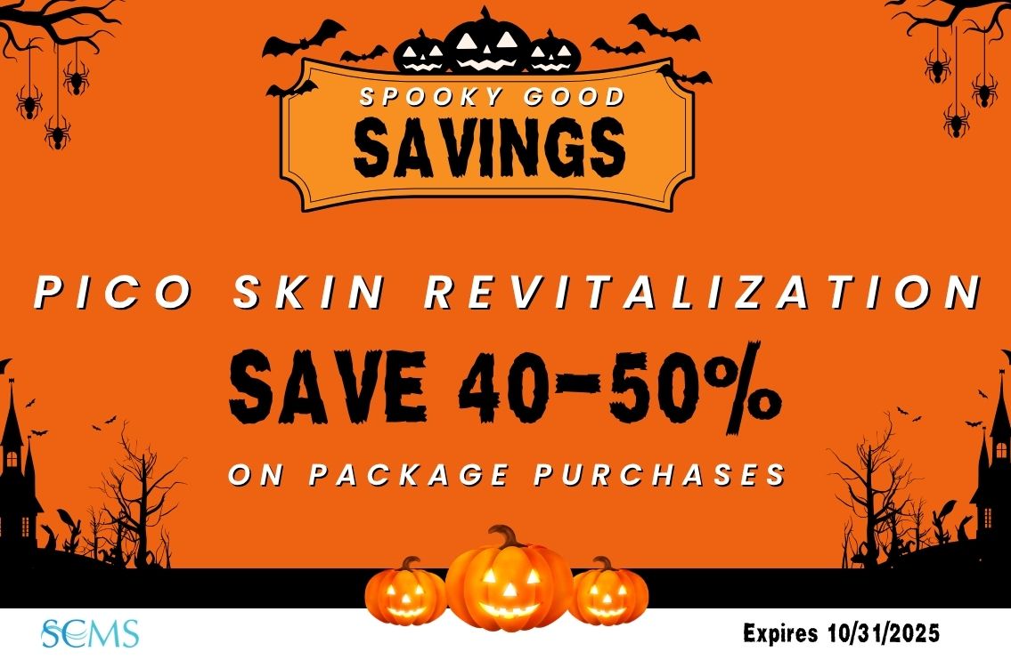 Spooky Good Savings Event - Save 40-50% on Pico Skin Revitalization Packages. Expires 10/31/25