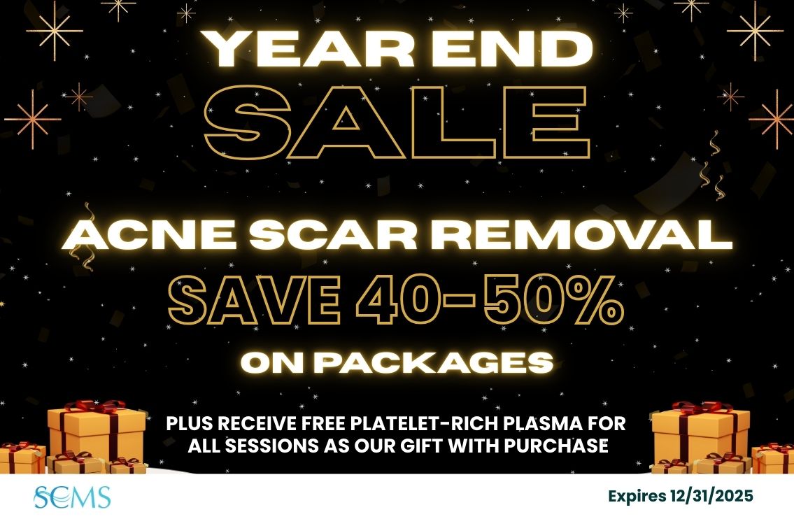Year End Sale - Save 40-50% off Acne Scar Removal Paackages, plus receive FREE Platelet-Rich Plasma for All Sessions as our gift with purchase. Expires12/31/25