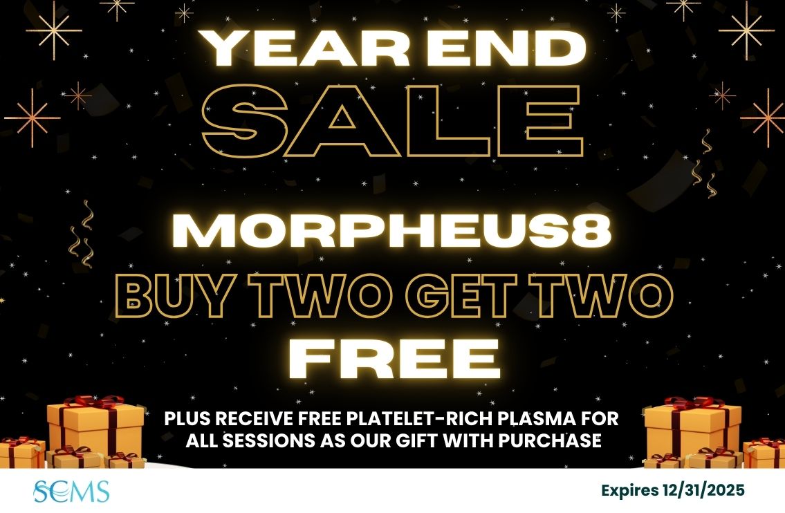 Year End Sale - Buy 2 Morpheus8 treatments, get two free, plus receive FREE Platelet-Rich Plasma for All Sessions as our gift with purchase. Expires 12/31/25