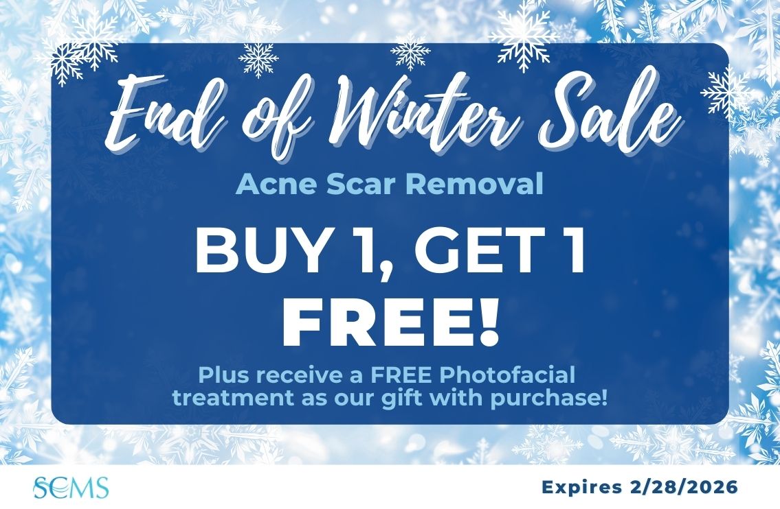 End of Winter Sale - Buy one acne scar removal treatment, get one FREE! Plus receive a FREE photofacial treatment as our gift with purchase. Expires 2/28/2026
