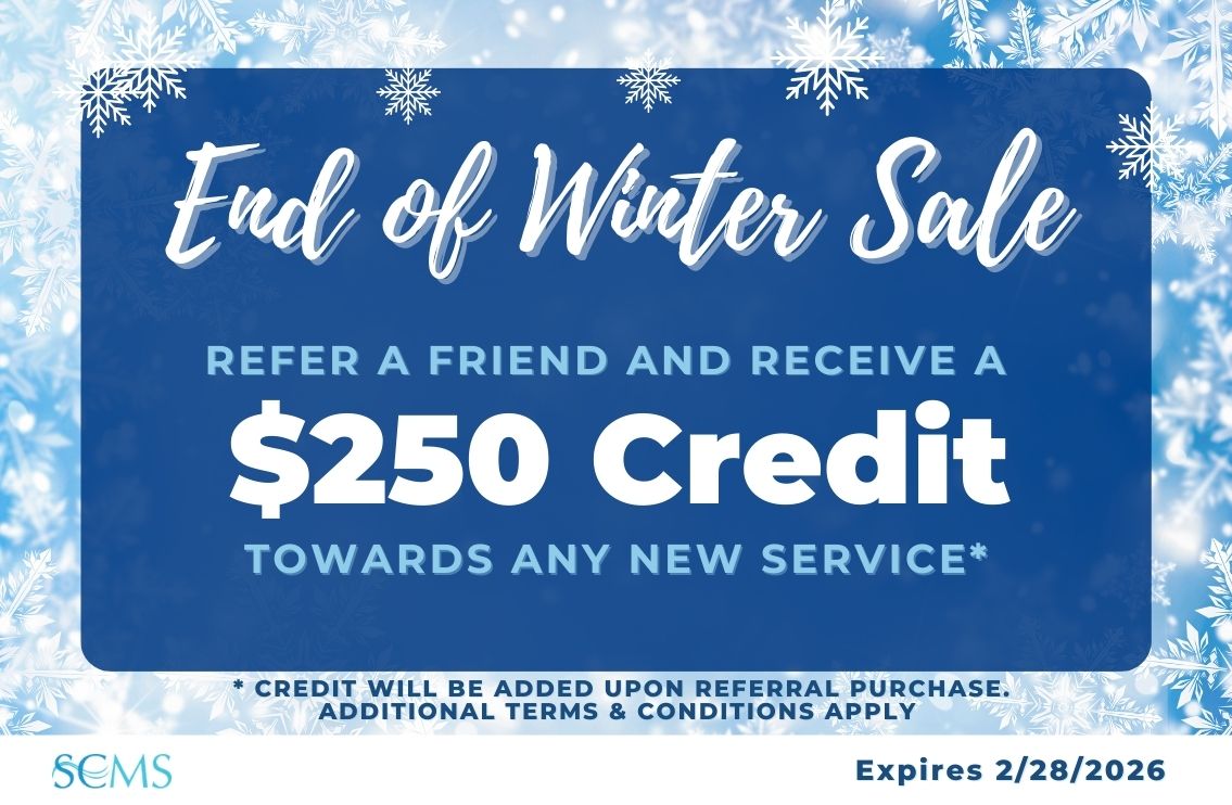 End of Winter Sale - Refer a friend and receive a $250 credit towards any new service. Credit will be applied upon referral purchase. Additional Terms and Conditions apply. Expires 2/28/2026